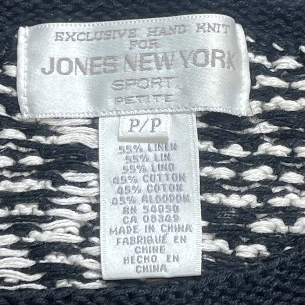 Jones New York Sport Petite Hand Knit Sweater Colorful Diamond Pattern Small